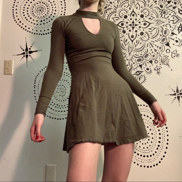 Mock Neck Cutout Skater Dress - Picture 1 of 4